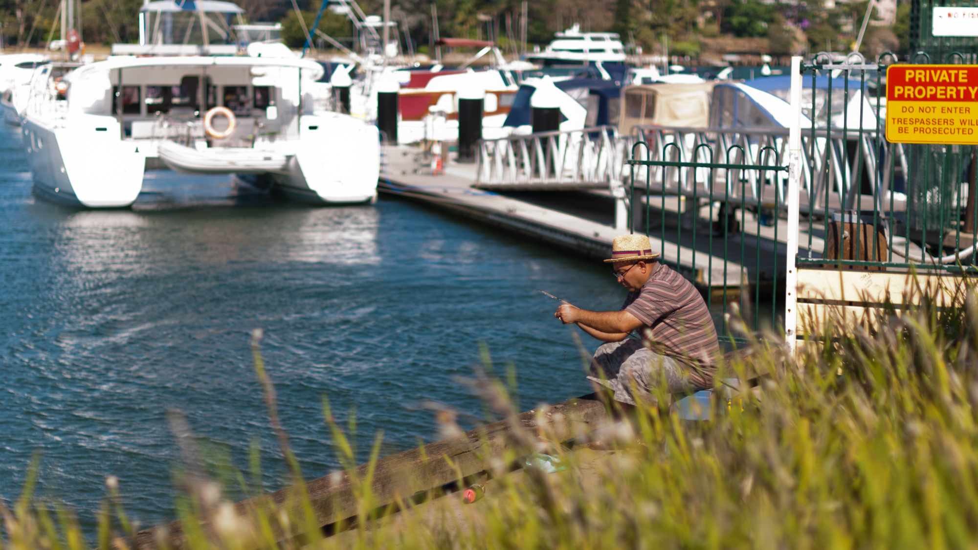 Fishing and a catamaran at Birkenhead